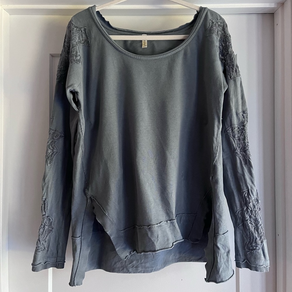 Free People Pale Blue Blouse / Sweater L